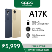 OPPO A17k Smartphone | Long-Lasting Battery | Side Fingerprint Unlock