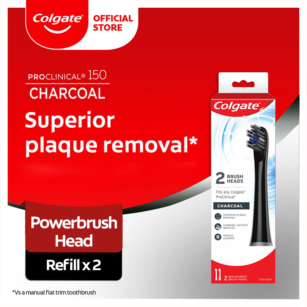 Lazada Philippines - Colgate ProClinical 150 Charcoal Battery Power Sonic Toothbrush Refill with Soft Bristles