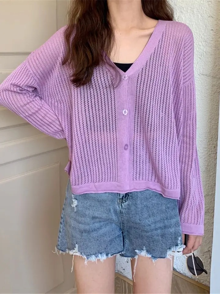 Korean Hollow Cardigan Fashion Sweater Knitted Sun