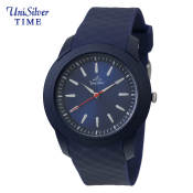 UniSilver TIME RIVO Men's Silver/Dark Blue Rubber Watch