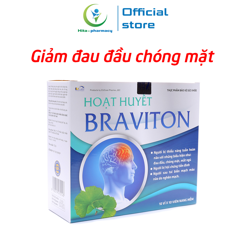 Hoạt huyết dưỡng não Braviton thảo dược giảm đau đầu, hoa mắt, chóng mặt