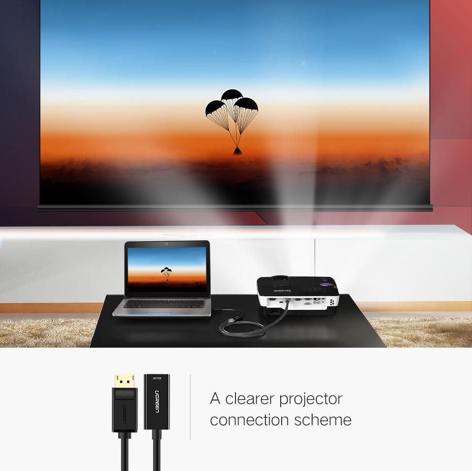 UGREEN HDMI Female to DisplayPort (DP) Male Converter DP to HDMI 4K 60hz UHD 4Kx2K Black MM137 40363