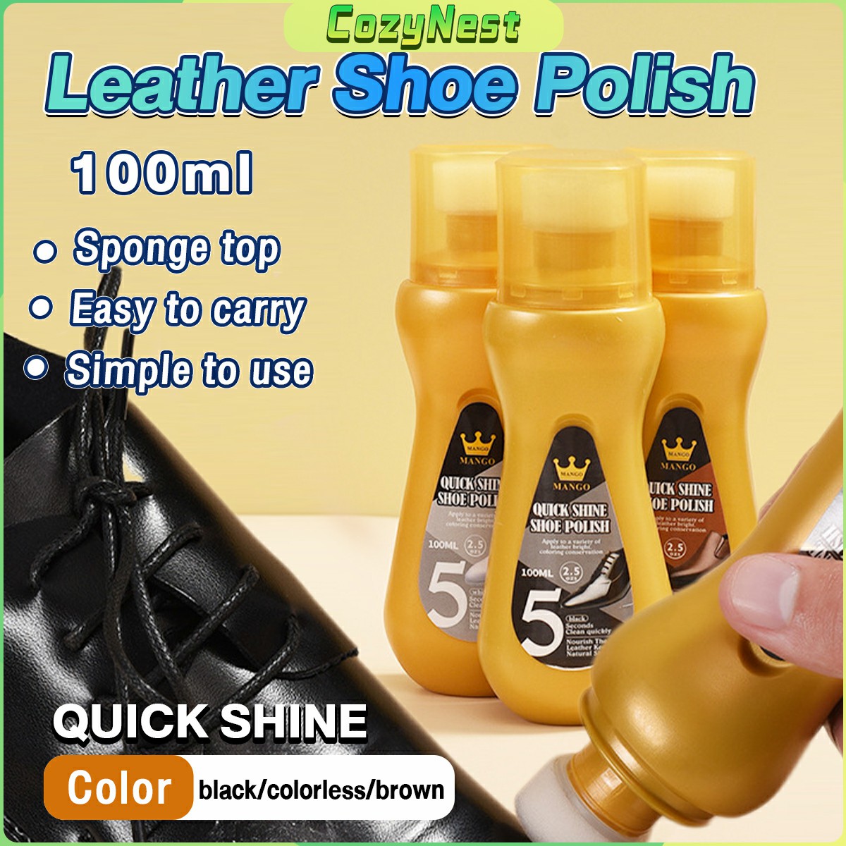 C.N. 100ml Leather Shoe Polish Brush Tool Colorless Leather care