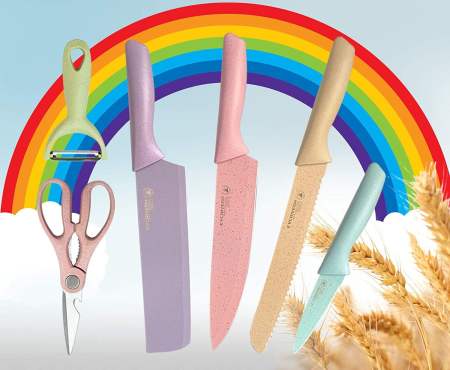 NNS 6-Piece Pastel Ceramic Kitchen Knives Set