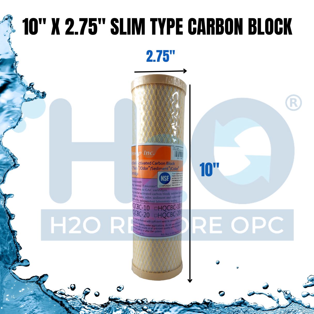 Hydrosep Original Carbon Block 10 x 2.75 Water Purifier Filter for removal  of foul smell, Chlorine, Taste, Odor Removal good for 3rd Stages Water  Filter