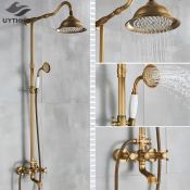 Coryana Antique Brass Wall Mounted Shower Faucet Set With Sprayer