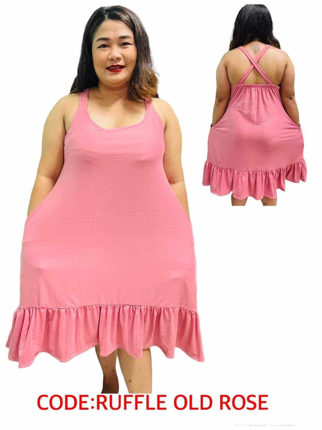 PLUS SIZE XBACK RAFFLES DRESS PLAIN COLOR UP TO 4XL - Image 3