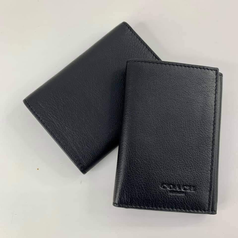 Coach men's trifold online wallet black