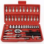 1/4-Inch Car Motorcycle Repair Tool Set with Toolbox 