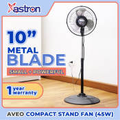 Astron Aveo 10" Metal Blade Stand Fan | Compact Industrial