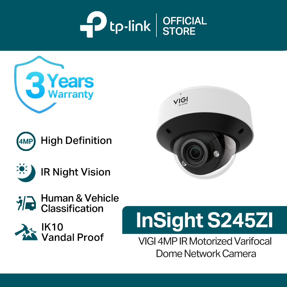TP-Link Official Store / VIGI InSight S245ZI / 4MP IR Motorized Varifocal Dome Security Network CCTV Camera Connect to Cellphone No Need Internet