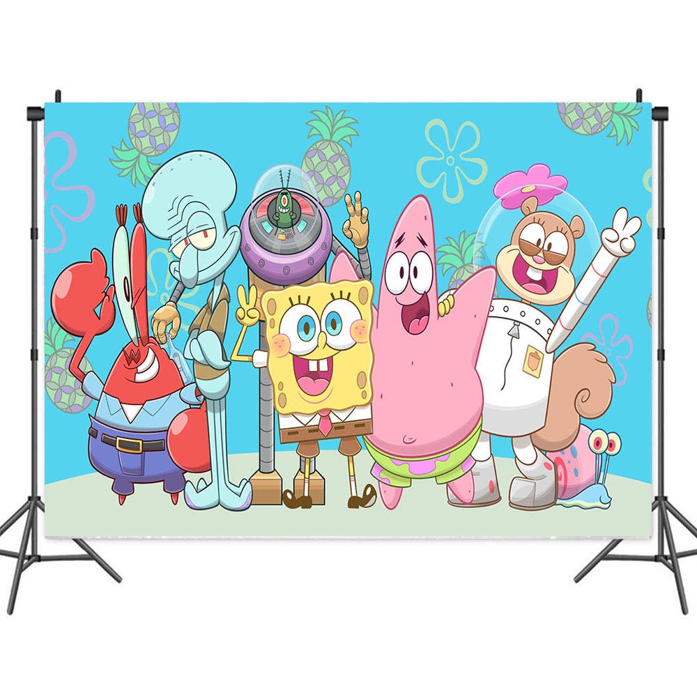 Cartoon Animal Photography Backdrop Children Baby Kids Happy 1st Birthday  Supplies Patrick Star Spongebob Party Decorations Photo Background Banner  Vinyl 7x5ft Photo Booth Studio Props Cake Table : Buy Online at Best