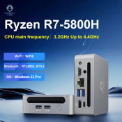 GenMachine Amd Ryzen 7 5800H Mini PC Tdp 54W Windows11 8 Cores 16 Threads WiFi6 BT5.2 DDR4 3200MHz Max 64GB Ram 4TB Ssd Support Three Screen 4K HD Display All in one Desktop Computer Mini Office Gaming Computer