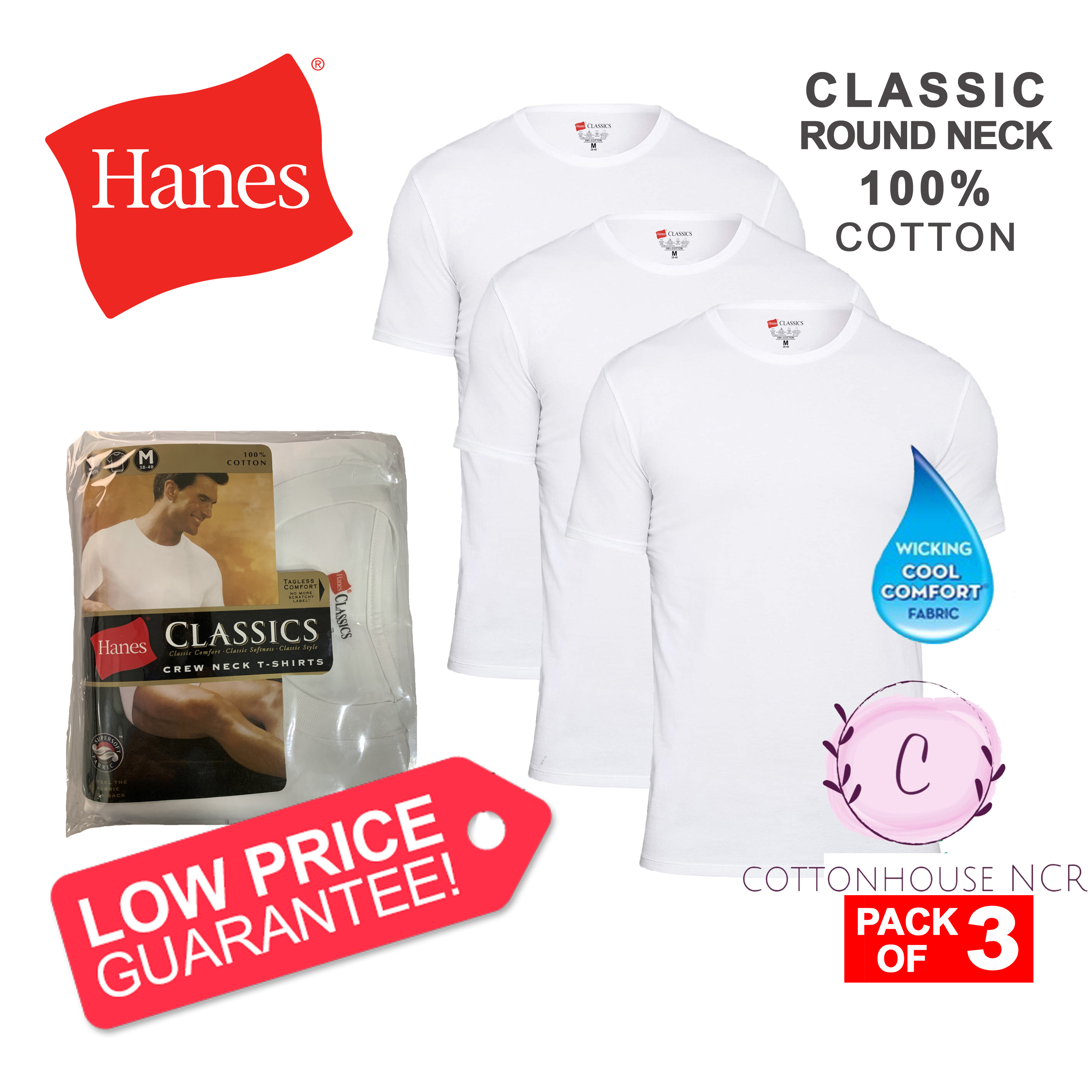 Hanes Originals Cotton Short Sleeve Classic T-shirt in White