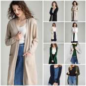 Women's Long Knitted Cardigan with Pockets by 