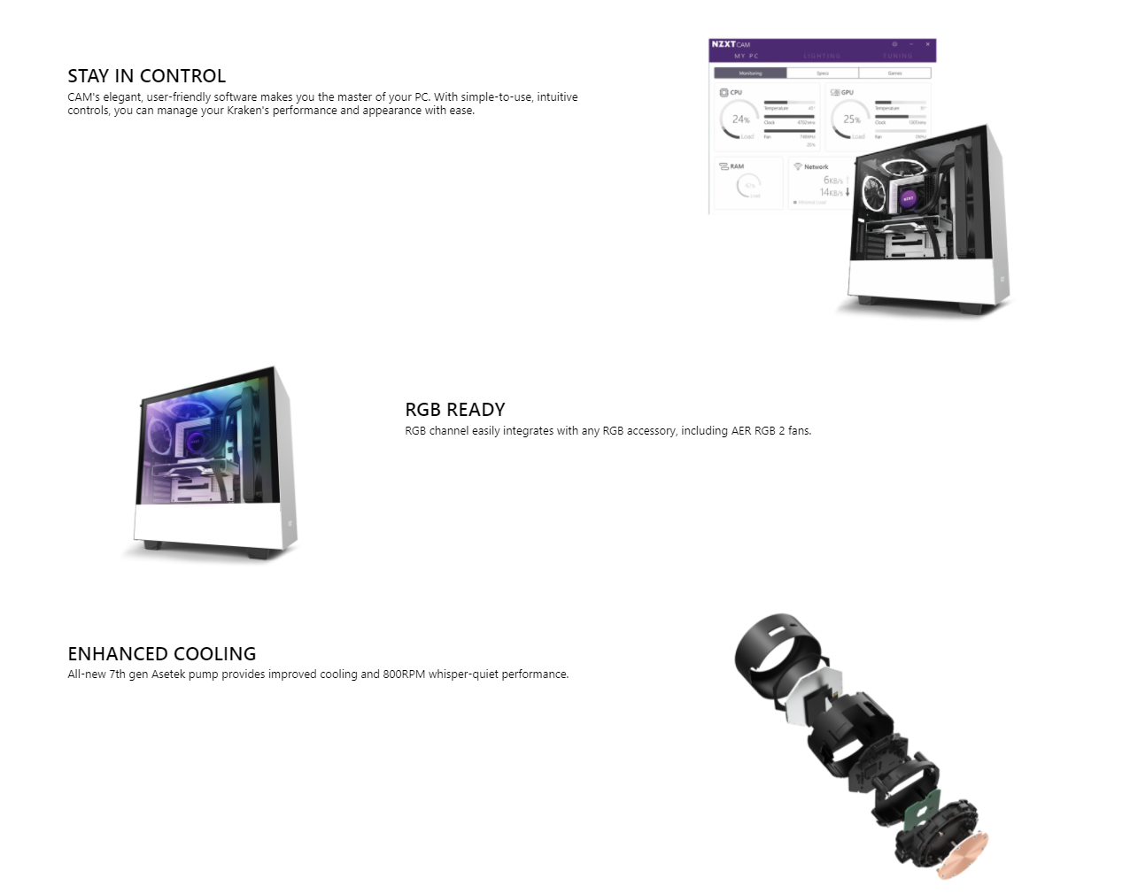NZXT Kraken Z Series Z73 360mm **LGA 1700 bracket included** - RL-KRZ73-01 - AIO RGB CPU Liquid Cooler - Customizable LCD Display - Improved Pump - Powered by CAM V4 - RGB Connector - Aer P 120mm Radiator Fans (3 Included) LGA 1700 Support