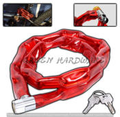 Red Plastic Wrapped Chain Lock for Motorcycle/Bicycle, with Keys