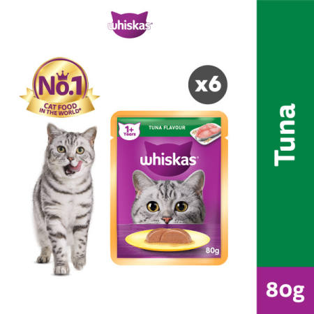 WHISKAS Cat Food Wet Pouch Tuna Flavor for Cats 80g