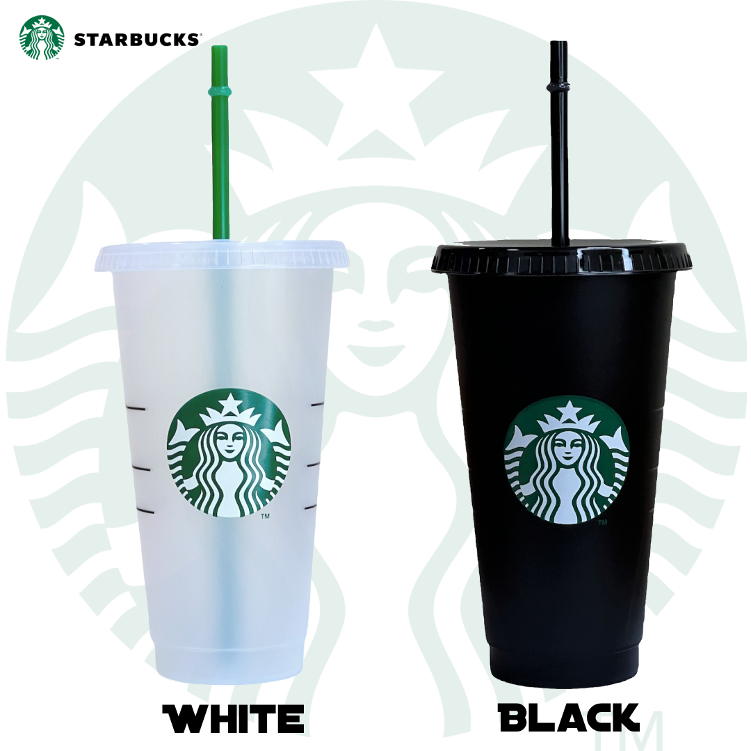 Starbucks Reusable 3 Hard Plastic Venti 24 oz Frosted Ice Cold Drink Cup  With Lid and Green Straw w/Stopper