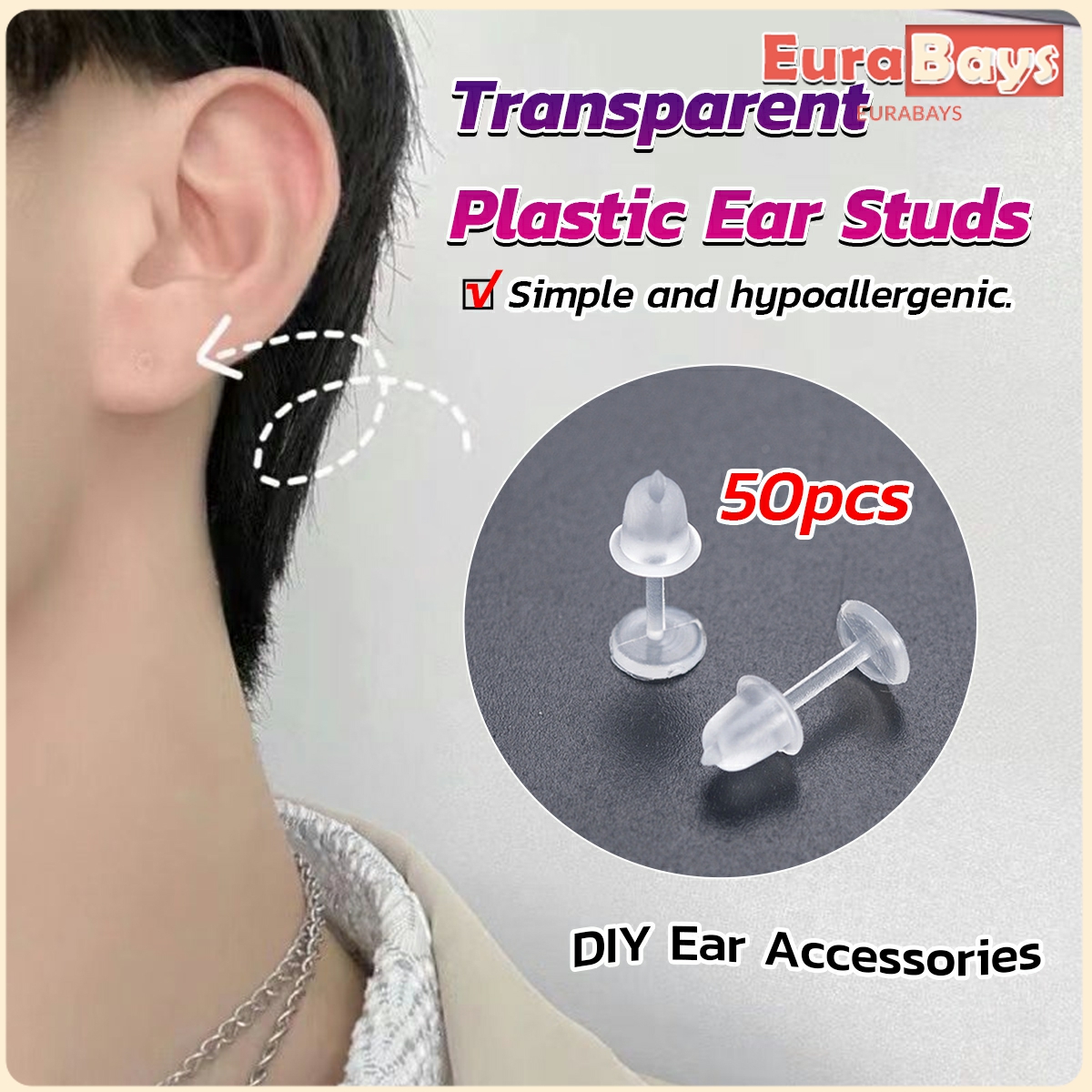 50pcs Ear Hook Accessories Earrings Ear Artificial Jewelry DIY