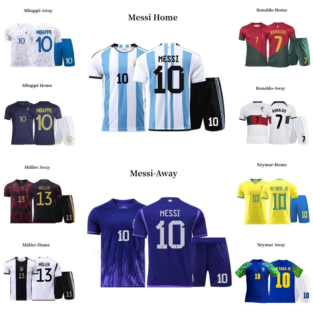 2022*2023 Qatar Kids Kit Soccer Jersey Argen///tina Messi Ronaldo Neymar  MüLler Por//tugal Kids Football Jersey