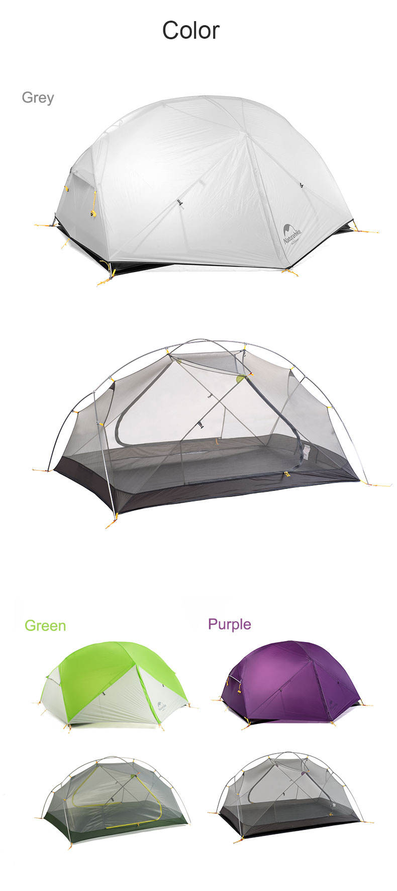 Naturehike MONGAR Series 2 Person 3 Season Camping Backpacking Tent ...