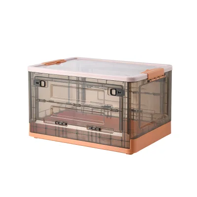 [50x35.5x29CM] Foldable Storage Box With Roller Organizer Trunk Transparent Toy Snack Portable Storage Box Clothes Storage Box Wardrobe Home Storage Organizer (2)