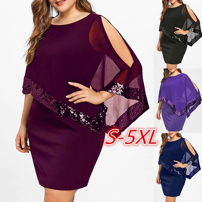 EHN Plus Size Formal Dress for Women Embroidery Lace 3/4 Sleeve Lady Evening  Dress for Wedding