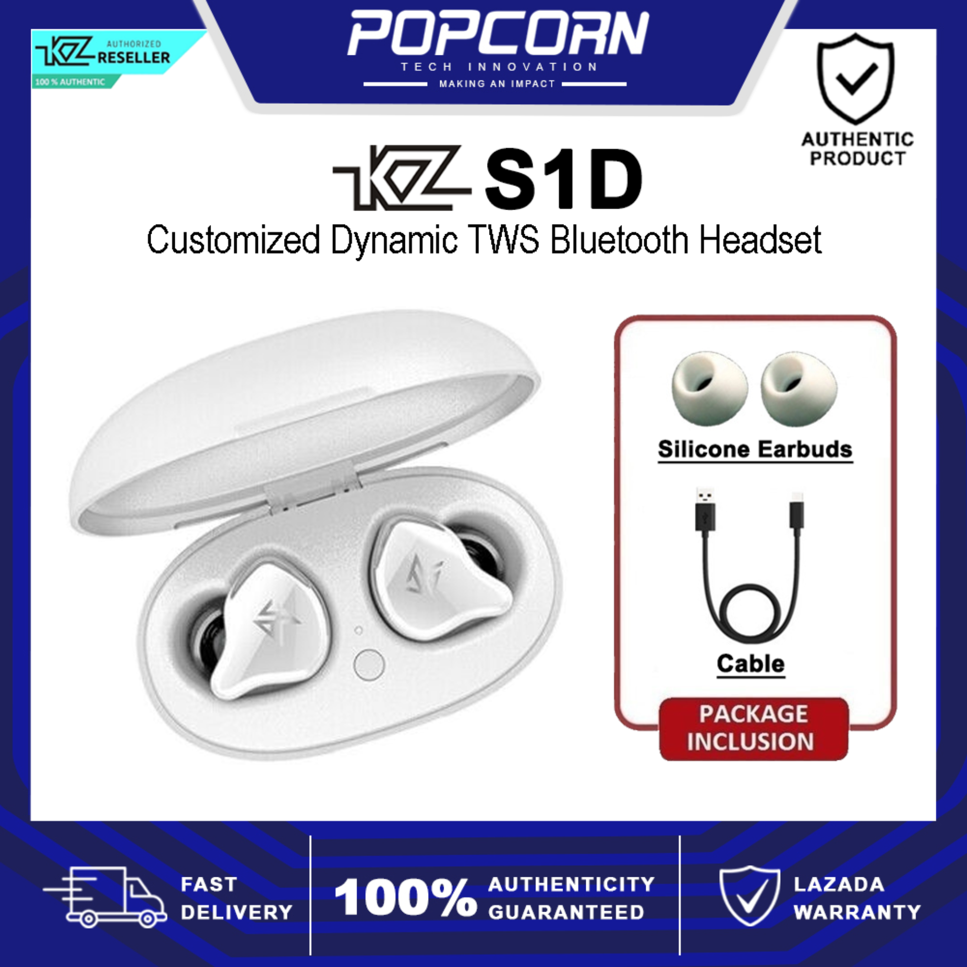 KZ S1D KZ S1 TWS Wireless Bluetooth Earphones Touch Control Dynamic ...