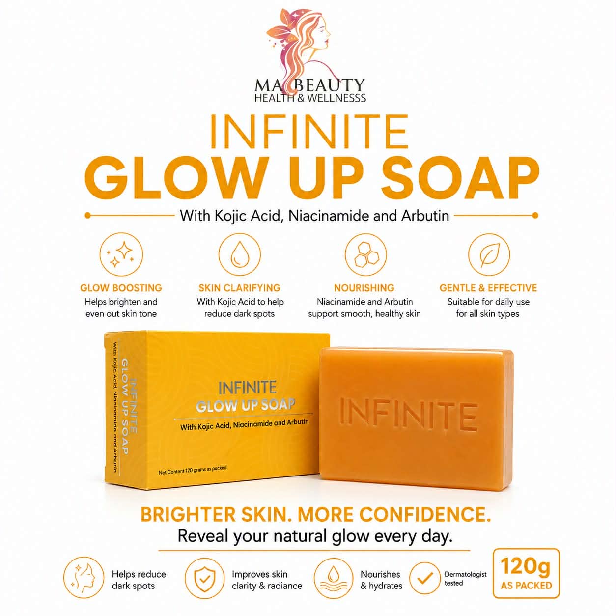 nlighten kojic papaya with glutathione soap is made up of 3 powerful lightening complex that helps even out blemishes, remove impurities like dark spots, freckles and pimple marks. It has Glutathione that NLIGHTEN KOJIC PAPAYA WITH GLUTATHIONE