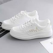 5034 COD Women's Lace-Up White Shoes - Cheap & Fashionable