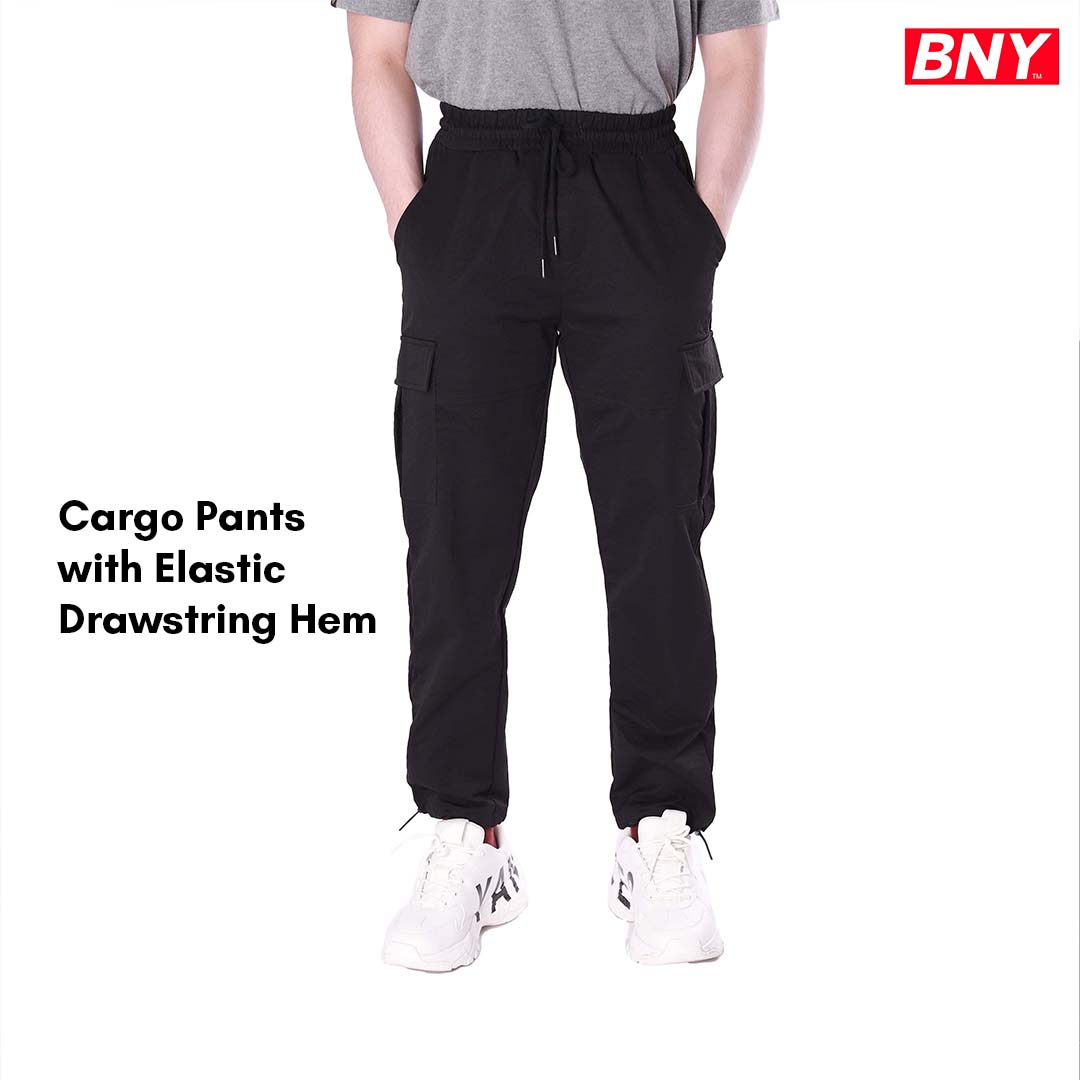 Bny MEN'S Cargo Pants With Elastic Drawstring Hem