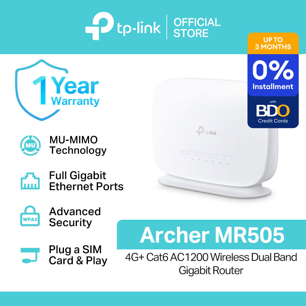 TP-Link Official Store / Archer MR505 4G+ Cat6 AC1200 / Up to 300Mbps Dual Band Openline LTE Mobile Wi-Fi Hotspot Globe/Smart/Sun All Network Supported Router