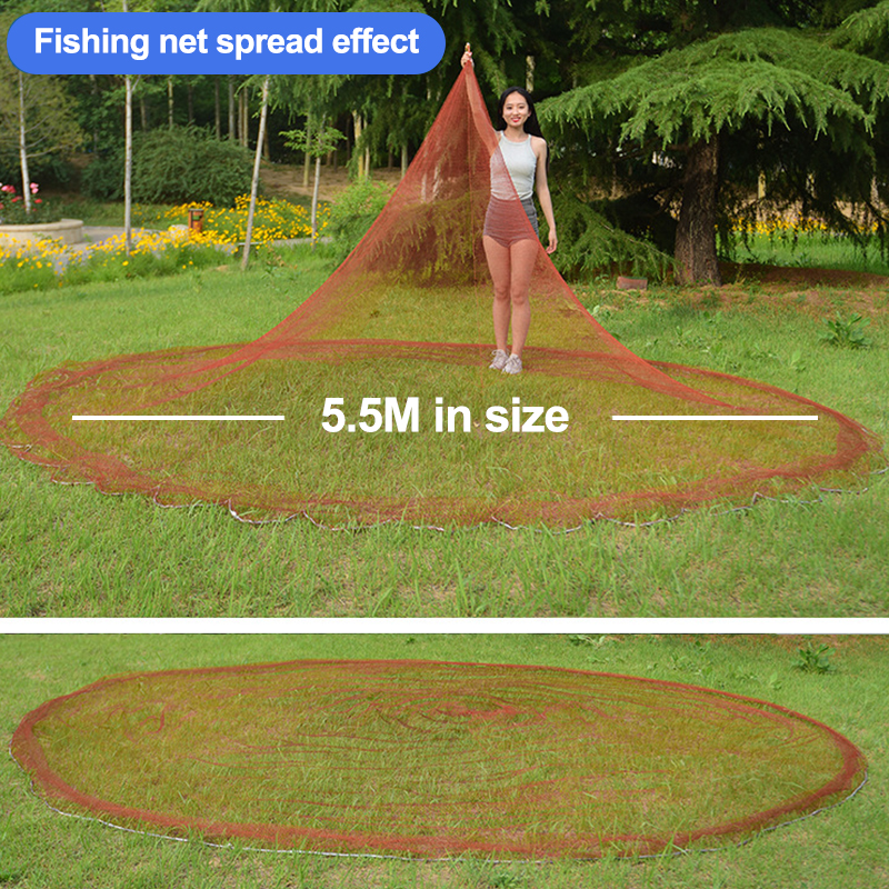 Generic Multifilament Line With Sinker Or Without Sinker Cast Net Catch Fish  Network Outdoor Hand Throw Fishing Nets Small Mesh Gill Net