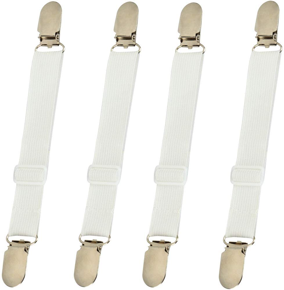 4 Pcs Adjustable Elastic Bed Sheet Grippers Straps Suspender Fasteners  Holder