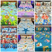 Kids Anime Printed Bed Sheet Set - 3 in 1, Garterized
