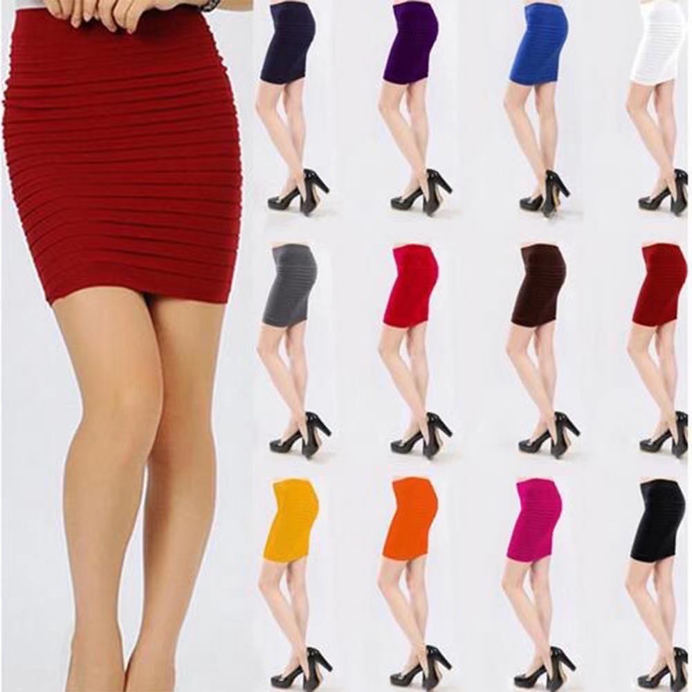 Korean Fashion Cotton Plain Pencil Skirt with Designs for Women