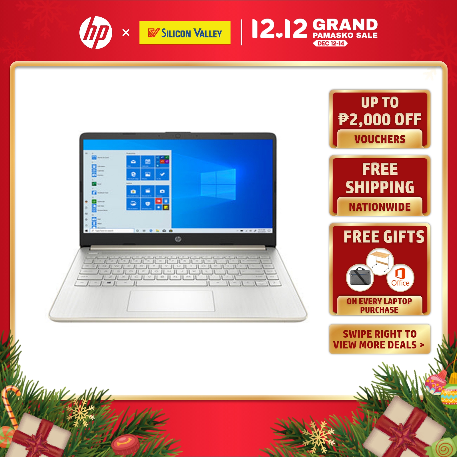 Lazada Philippines - HP 14S-FQ1112AU AMD Pale Gold Notebook | 14″ | AMD Ryzen 3 5300U | Windows 11 | 4GB RAM + 256GB SSD