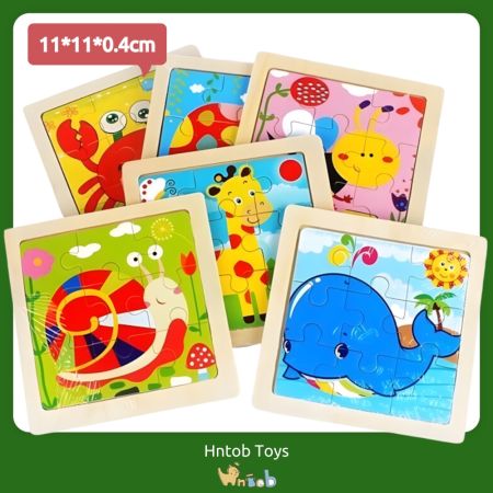 Hntob Mini Kids Wooden Jigsaw Puzzle - Educational Toy