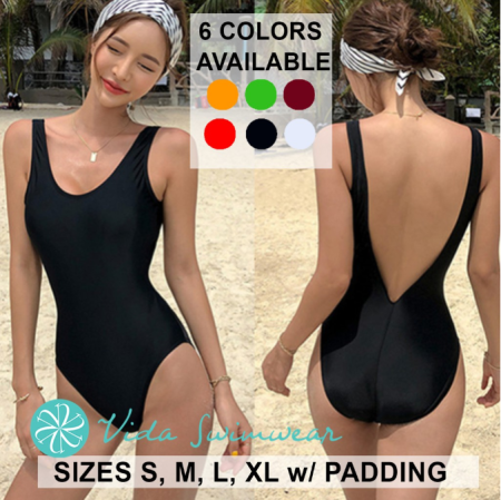 Korean Monokin Backless Swimsuit - Push Up Padded Swimwear
