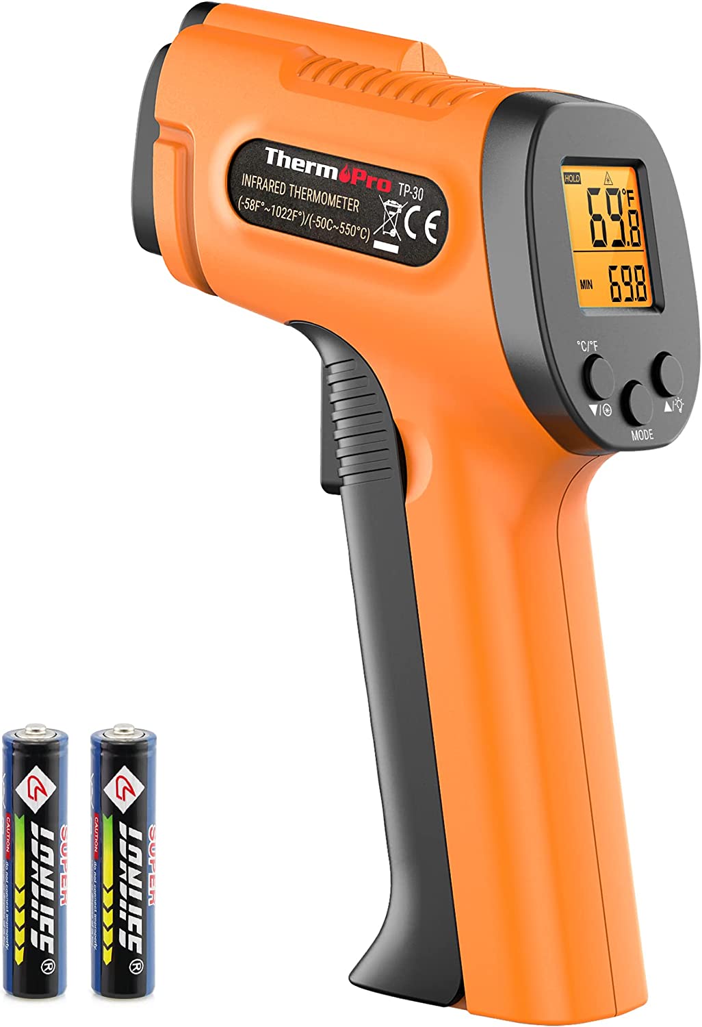 ThermoPro TP30 Infrared Temperature Gun with Adjustable Emissivity