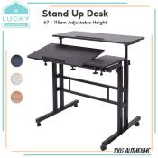 Adjustable Steel Frame Study Desk with Wheels - Durable Design