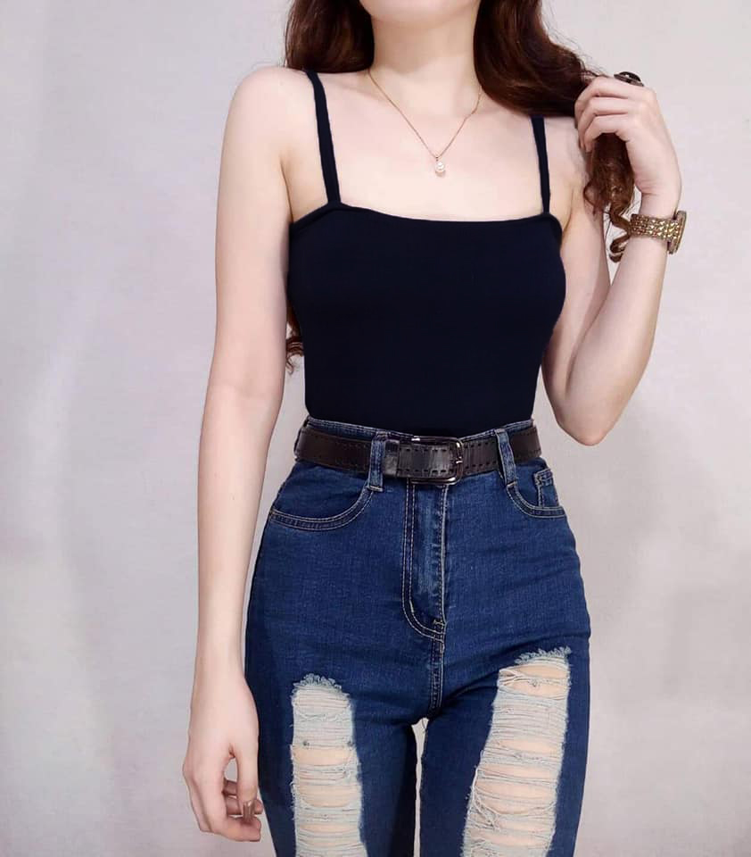 Korean Fashion Womens Winter Padded Crop Top With Spaghetti Straps