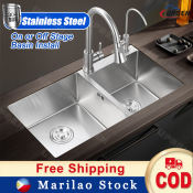 3mm SUS 304 Stainless Steel Kitchen Sink with Dual Slots
