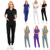 Nurse Uniform Women Hospital Scrub Suit Nurse Uniform Medical Uniforms Set Nurse Uniform for Pregnant Medical Clothes Doctor Uniform Hospital Work Clothing Short Sleeve Nursing Jogging Suit New M-XL