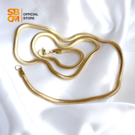 SBGM Men's 24" Gold Plated Stainless Steel Snake Chain Necklace