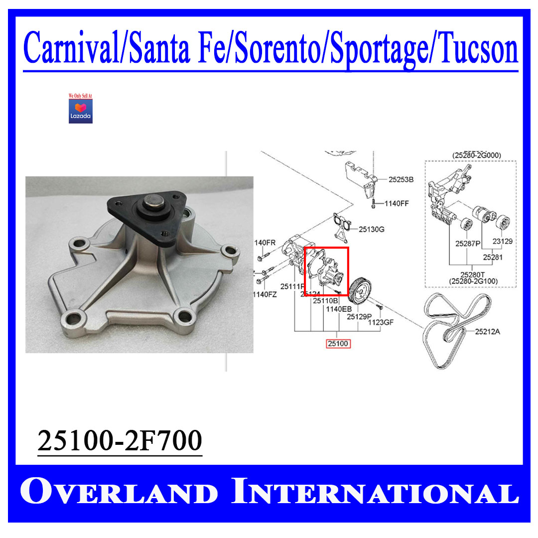Bomba Agua Hyundai Santa Fe Kia Sorento Carnival Motor 2.2 Diesel D4HB 2012 2016