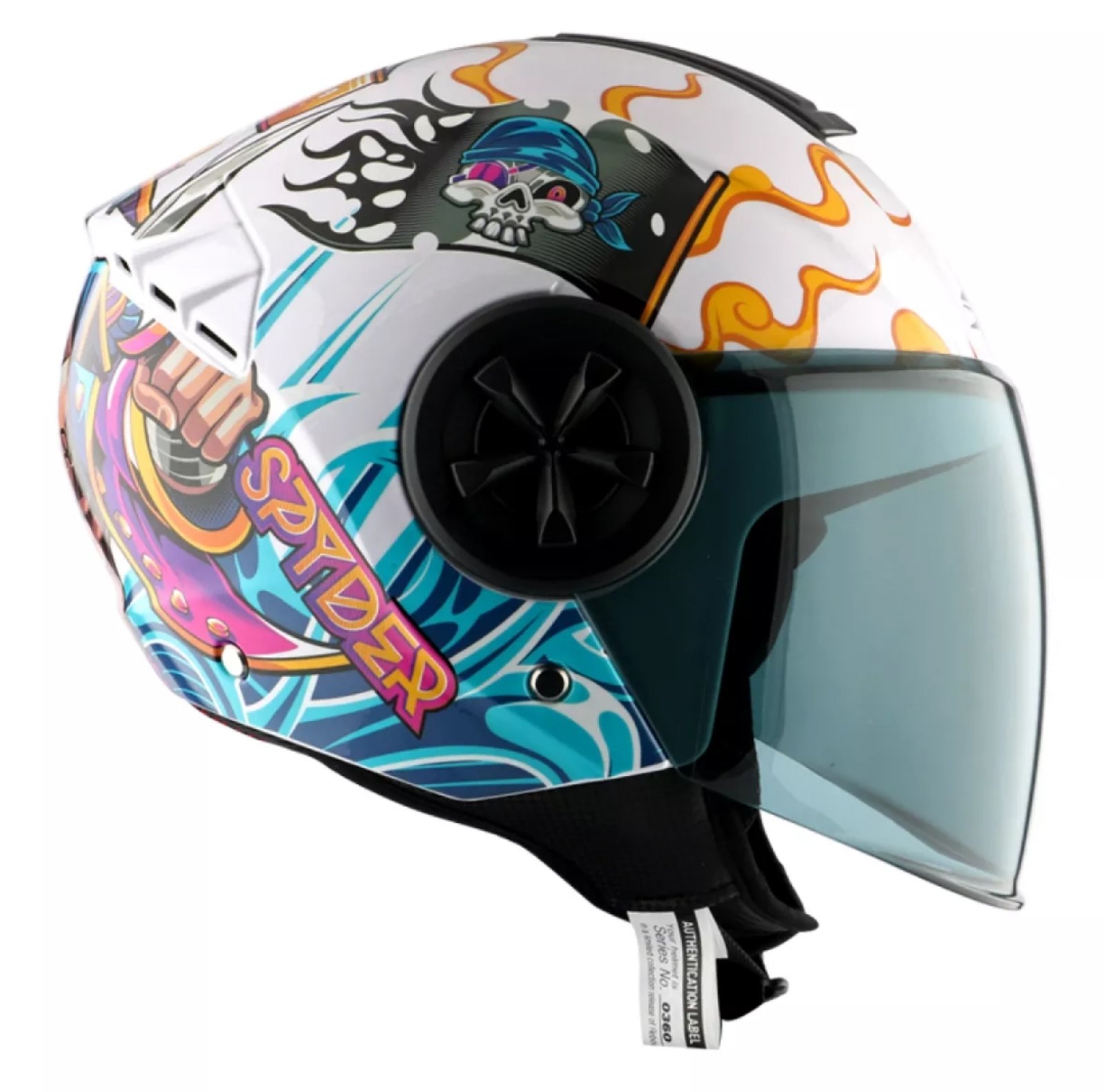 spyder half face helmet white