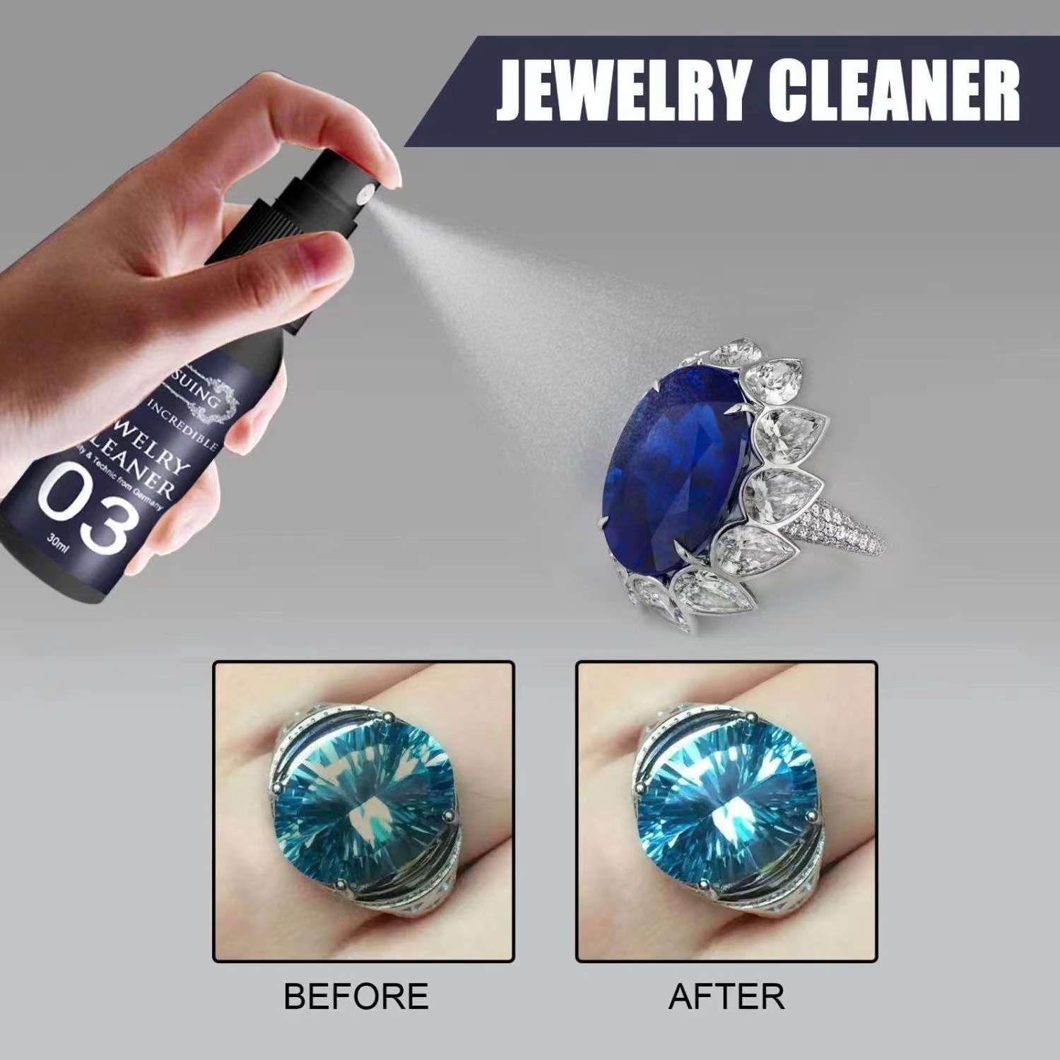 Jewelry Cleaner Liquid Cleaning Solutions Restores Shine for Gold