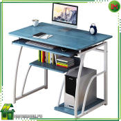 Modern Simple Computer Desk with Metal Frame and Wooden Top